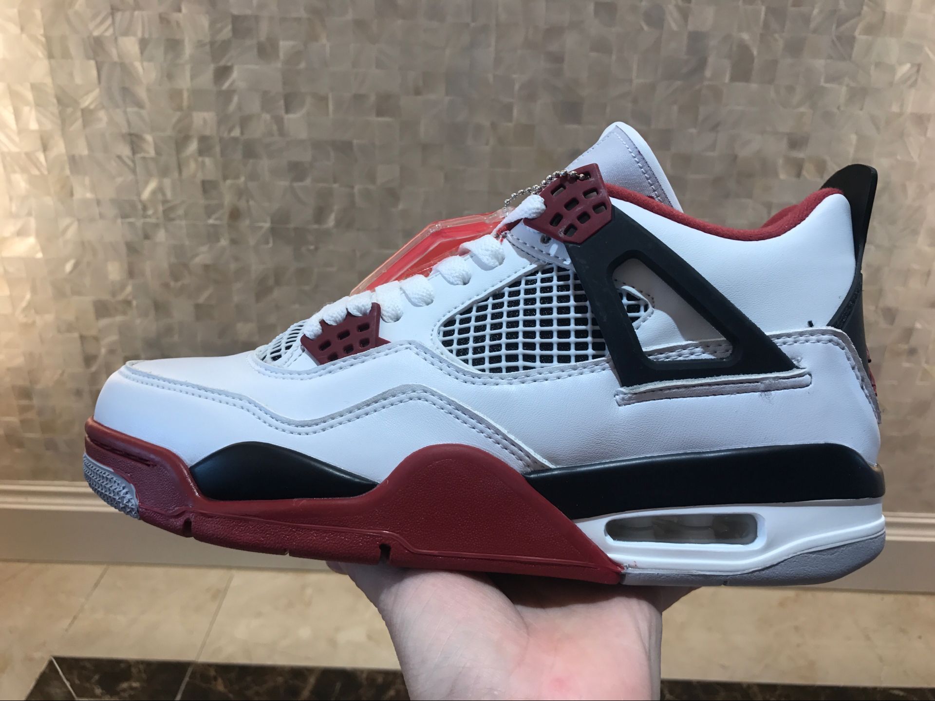 New Air Jordan 4 White Wine Red Black Shoes - Click Image to Close